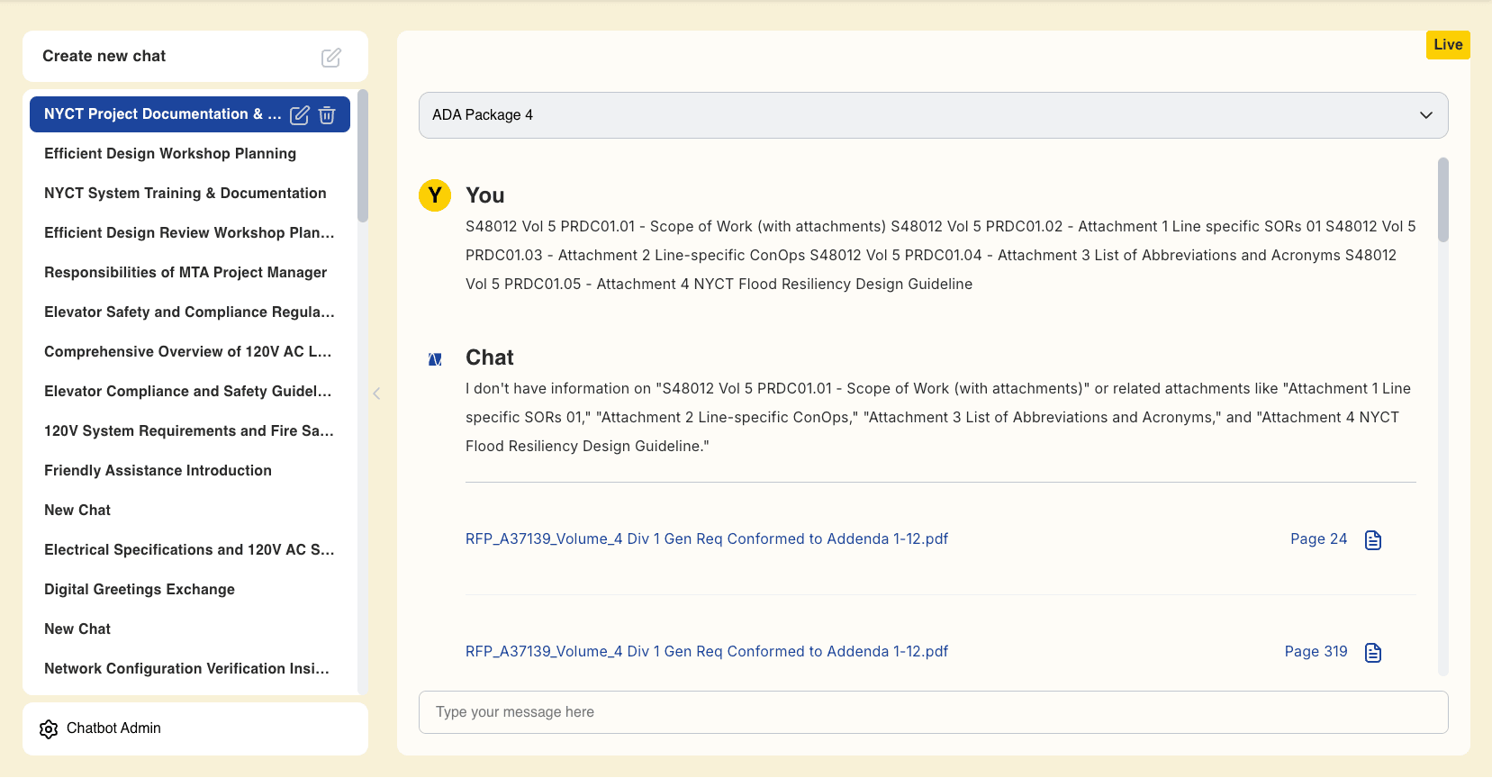TCE document intelligence AI chatbot source cited answers
